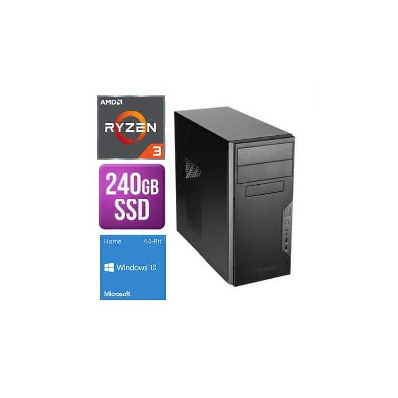 Spire Tower PC, Antec VSK3000B, Ryzen 3 3200G, 8GB, 240GB SSD, Antec 500W, DVDRW, KB & Mouse, Windows 10 Home