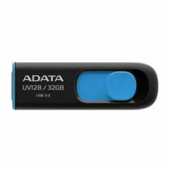 ADATA 32GB USB 3.0 Memory Pen, UV128, Retractable, Capless, Black & Blue