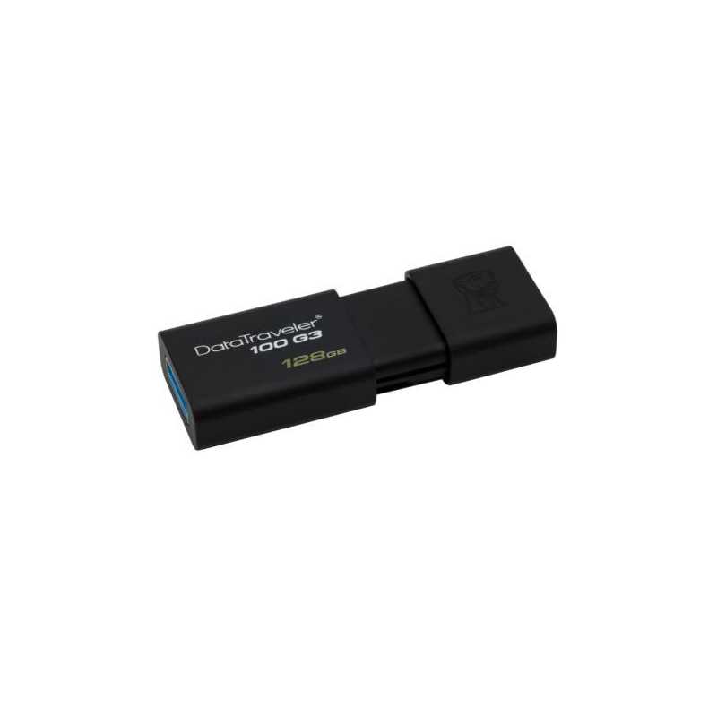 Kingston 128GB USB 3.0 Memory Pen, DataTraveler 100 G3, Black, Sliding Cap