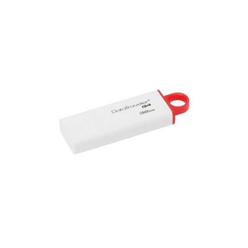 Kingston 32GB USB 3.0 Memory Pen, DataTraveler G4, White/Red, Lid