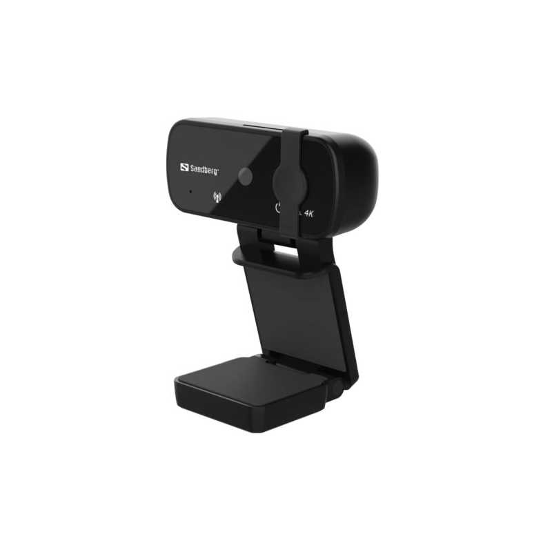 Sandberg USB Webcam Pro+ 4K with Omni-directional Mics, 8MP, Full HD 4K, Glass Lens, Autofocus & Light Correction, Lens Cover, 5