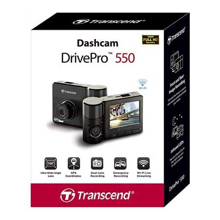 Transcend DrivePro 550 Dual Lens 64GB Dashcam with Sony Sensor / GPS /  Wi-Fi and Infrared