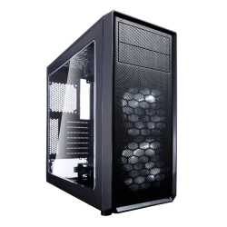 Fractal Design Focus G (Black) Gaming Case w/ Clear Window, ATX, 2 White LED Fans, Kensington Bracket, Filtered Front, Top & Bas