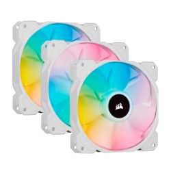 Corsair iCUE SP120 ELITE Performance 12cm PWM RGB Case Fans x3, 8 ARGB LEDs, Hydraulic Bearing, Lighting Node CORE Included, Whi