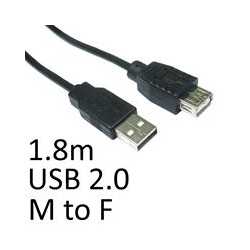 USB 2.0 A (M) to USB 2.0 A (F) 1.8m Black OEM Extension Data Cable