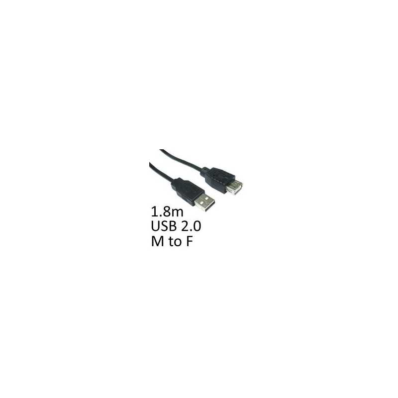 USB 2.0 A (M) to USB 2.0 A (F) 1.8m Black OEM Extension Data Cable