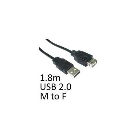 USB 2.0 A (M) to USB 2.0 A (F) 1.8m Black OEM Extension Data Cable