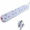 4 Way Mains Extension Outlet 2m Mains Lead & Surge & LEDs (3 pin 13 amp plug to 4 x 3 pin 13 amp sockets)