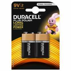 Duracell Plus Power Alkaline Pack of 2 9V Battery