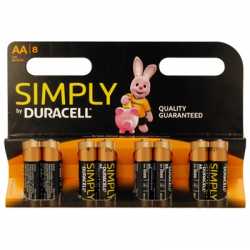 Duracell Simply Alkaline Pack of 8 AA Batteries