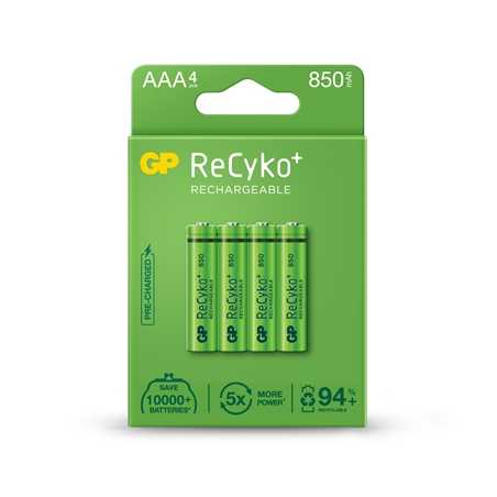 GP ReCyko+ Pack of 4 AAA 850mAh Rechargeable Batteries