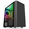 CiT Omega Micro Tower 1 x USB 3.0 / 2 x USB 2.0 Tempered Glass Side Window Panel Black Case with Addressable RGB LED Fan