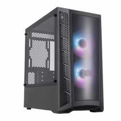 Cooler Master MasterBox MB320L ARGB Micro Tower 2 x USB 3.2 Gen 1 Edge-to-Edge Tempered Glass Side Window Panel Black Case with 