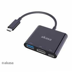 Akasa USB 3.1 Type-C (M) to HDMI 1.4 (F) Converter Adapter with USB 3.0 & USB 3.1 Type-C Power Delivery Ports