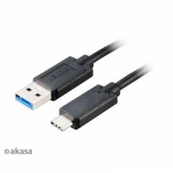 Akasa USB 3.0 A (M) to USB 3.1 C (M) 1m Black Retail Packaged Data Cable