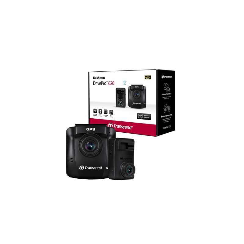 Transcend DrivePro 620 Full HD 1080P Dual Dashcam With Built-in Wi-Fi and GPS Includes Mounts