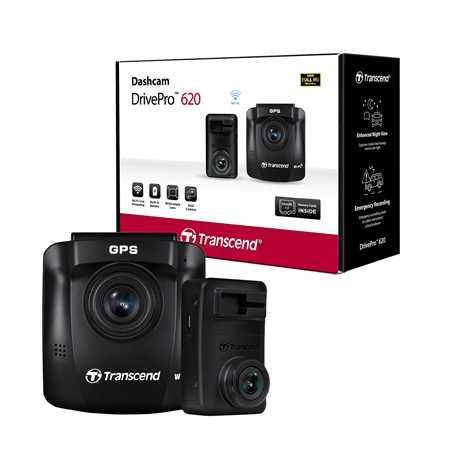 Transcend DrivePro 620 Full HD 1080P Dual Dashcam With Built-in Wi-Fi and GPS Includes Mounts
