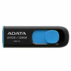 ADATA 128GB USB 3.0 Memory Pen, UV128, Retractable, Capless, Black & Blue