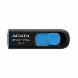 ADATA 64GB USB 3.0 Memory Pen, UV128, Retractable, Capless, Black & Blue