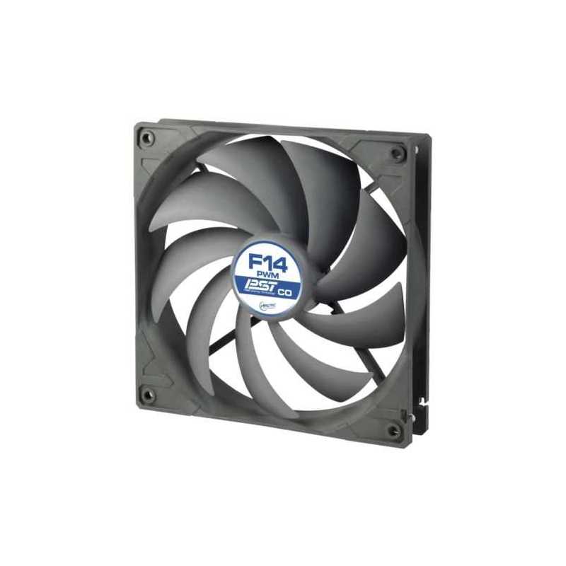 Arctic F14 14cm PWM PST Case Fan for Continuous Operation, Black & Grey, 9 Blades, Dual Ball Bearing, 6 Year Warranty