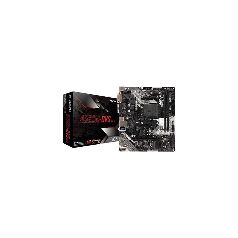 Asrock A320M-DVS R4.0, AMD A320, AM4, Micro ATX, 2 DDR4, VGA, DVI