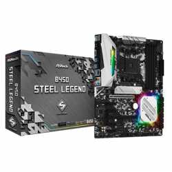 Asrock B450 STEEL LEGEND, AMD B450, AM4, ATX, 4 DDR4, HDMI, DP, XFire, Rock-Solid Durability, RGB Lighting, M.2