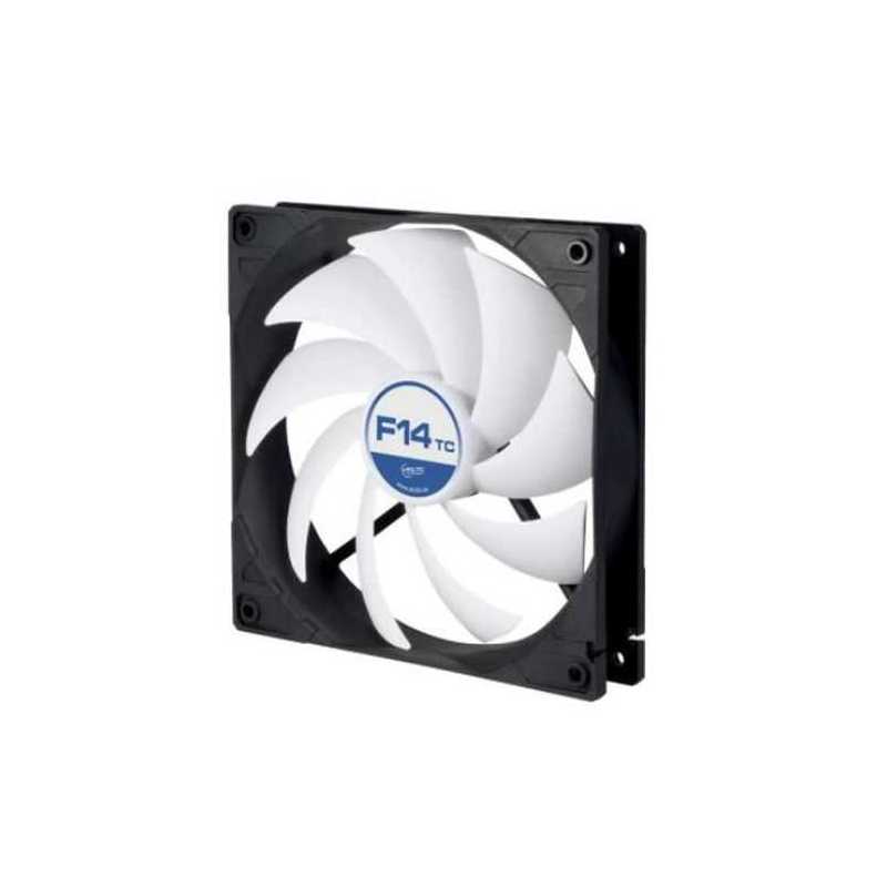 Arctic F14 Temperature Controlled 14cm Case Fan, Black & White, 9 Blades, Fluid Dynamic, 6 Year Warranty