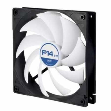 Arctic F14 Temperature Controlled 14cm Case Fan, Black & White, 9 Blades, Fluid Dynamic, 6 Year Warranty