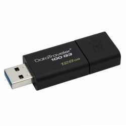Kingston 128GB USB 3.0 Memory Pen, DataTraveler 100 G3, Black, Sliding Cap