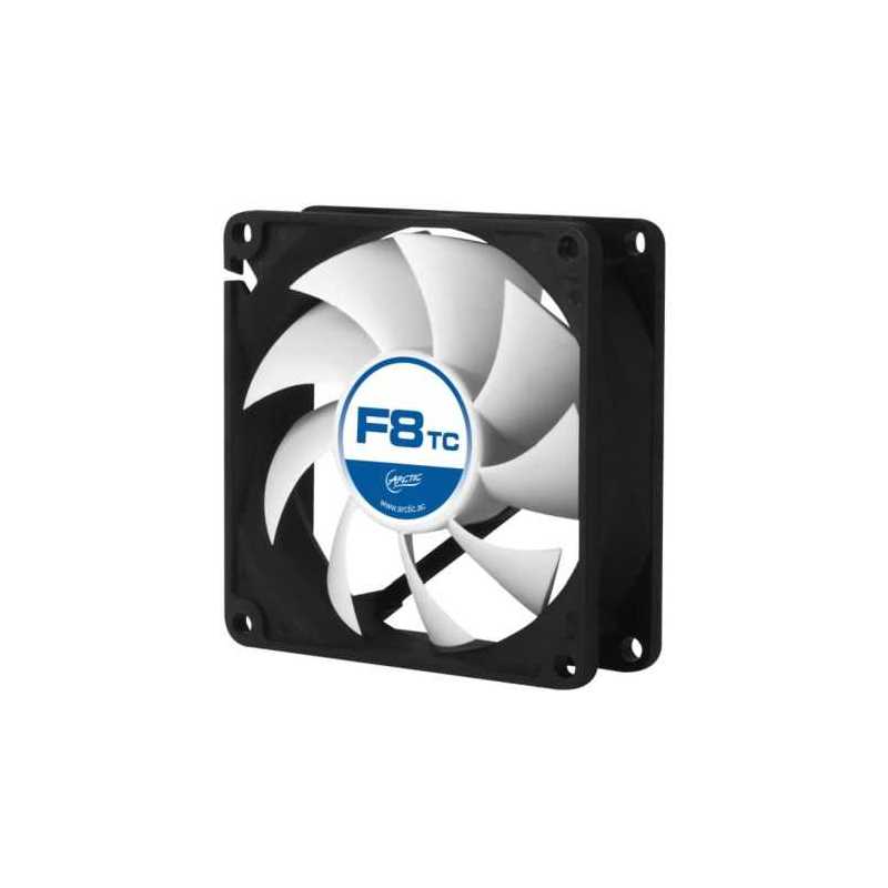 Arctic F8 8cm Temperature Controlled Case Fan, Black & White, Fluid Dynamic, 6 Year Warranty