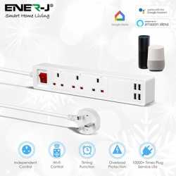 ENER-J WiFi Smart Mains Power 3-Gang Extension with USB