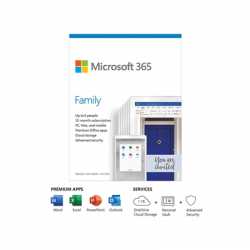 Microsoft Office 365 Family, 6 Users (PCs/Macs, Tablets & Phones), 1 Year Subscription
