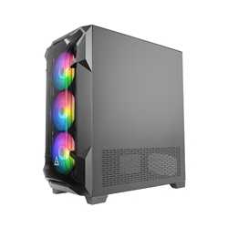 Antec DF600 FLUX Mid Tower 2 x USB 3.0 Tempered Glass Side Window Panel Black Case with Addressable RGB LED Fans