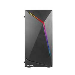 Antec NX300 ATX Gaming Case with Window, No PSU, Tempered Glass, ARGB Rear Fan & Front ARGB LED Strip, LED Control Button, Black