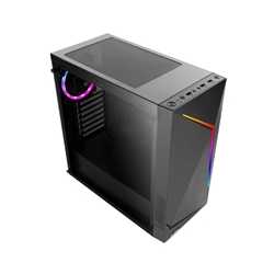 Antec NX300 ATX Gaming Case with Window, No PSU, Tempered Glass, ARGB Rear Fan & Front ARGB LED Strip, LED Control Button, Black