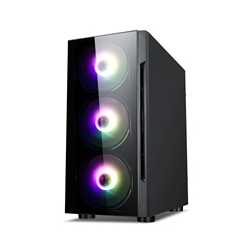 CiT Flash Micro Tower 1 x USB 3.0 / 2 x USB 2.0 Tempered Glass Side & Front Window Panels Black Case with RGB LED Fans