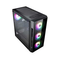 CiT Flash Micro Tower 1 x USB 3.0 / 2 x USB 2.0 Tempered Glass Side & Front Window Panels Black Case with RGB LED Fans