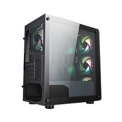 CiT Flash Micro Tower 1 x USB 3.0 / 2 x USB 2.0 Tempered Glass Side & Front Window Panels Black Case with RGB LED Fans