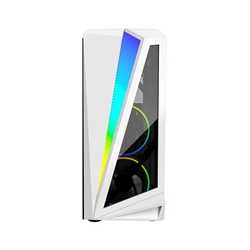CiT Mars Mid Tower 1 x USB 3.0 / 2 x USB 2.0 Tempered Glass Side Window Panel White Case with Addressable RGB LED Lighting & Fan