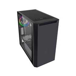 CiT Omega Micro Tower 1 x USB 3.0 / 2 x USB 2.0 Tempered Glass Side Window Panel Black Case with Addressable RGB LED Fan