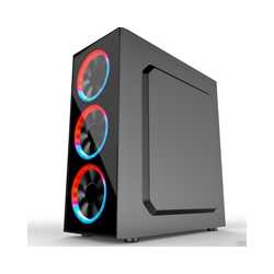 Cronus Metis Mid Tower 1 x USB 3.0 / 2 x USB 2.0 Tempered Glass Side Window Panel Black Case with RGB LED Fans & I/O Panel Contr