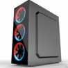 Cronus Metis Mid Tower 1 x USB 3.0 / 2 x USB 2.0 Tempered Glass Side Window Panel Black Case with RGB LED Fans & I/O Panel Contr