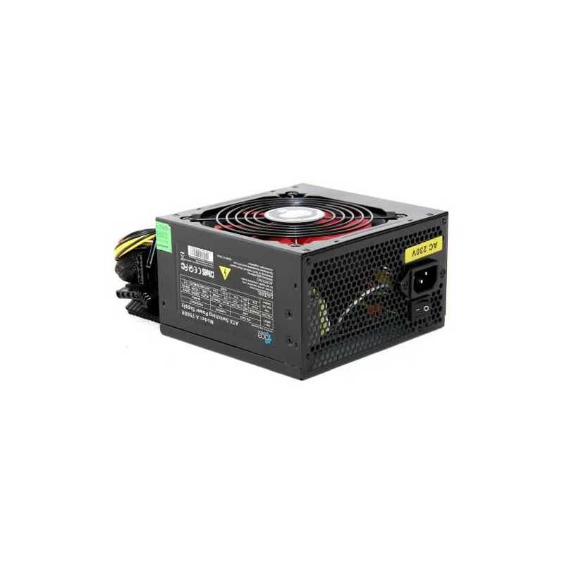 Ace 750W PSU, ATX 12V, Active PFC, 4 x SATA, PCIe, 120mm Silent Red Fan, Black Casing