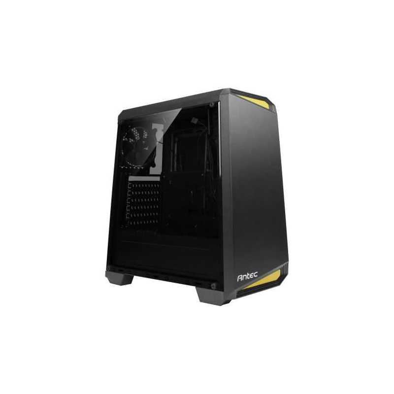 Antec NX100 ATX Gaming Case with Window, No PSU, 12cm Rear Fan, Black/Yellow Highlights