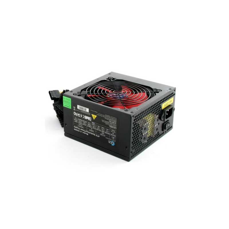 Ace 500W PSU, ATX 12V, Active PFC, 2 x SATA, 120mm Silent Red Fan, Black Casing