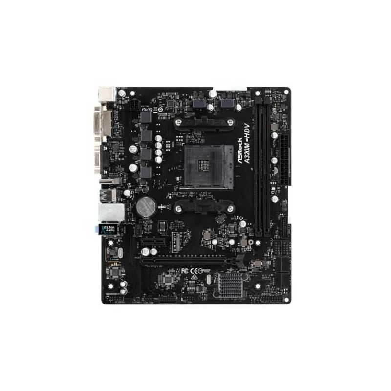 Asrock A320M-HDV R3.0, AMD A320, AM4, Micro ATX, 2 DDR4, VGA, DVI, HDMI, M.2