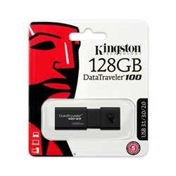 Kingston 128GB USB 3.0 Memory Pen, DataTraveler 100 G3, Black, Sliding Cap