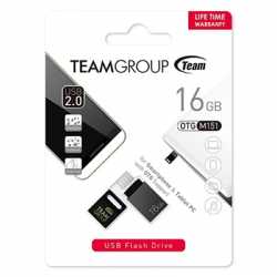 Team M151 16GB Dual OTG USB 2.0 and Micro USB Blk / Silver Flash drive