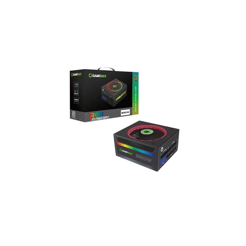 GameMax RGB 850W 140mm Ultra Silent RGB Ring Fan 80 PLUS Gold Fully Modular PSU