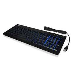 Keysonic Compact Soft-Touch Gaming Keyboard, USB, Blue LED Backlit, Anti-Ghosting, Quiet Keys